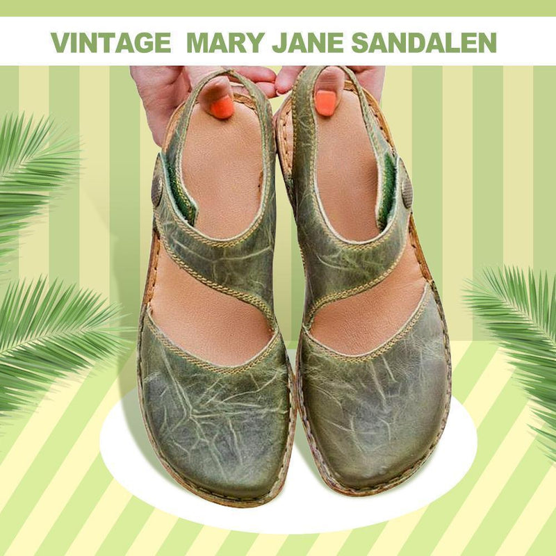 Vintage & Weiche Klett Mary Jane Sandalen