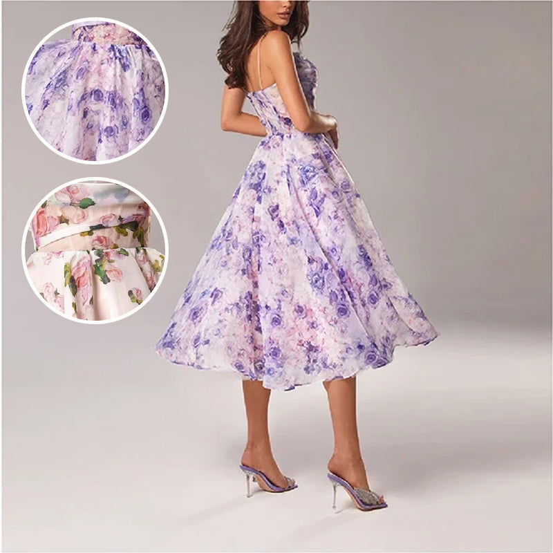 Elegantes bedrucktes Trägerkleid