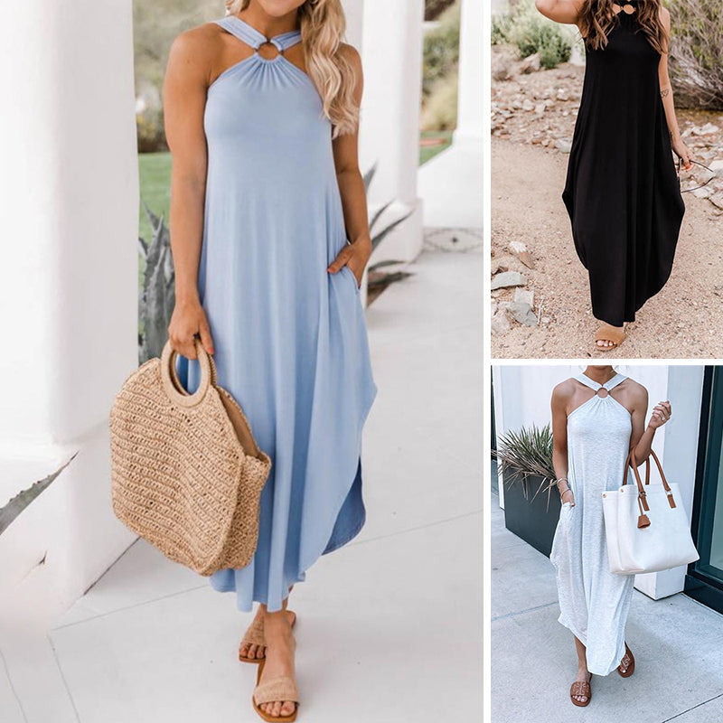 Damen langes Kleid mit Neckholder