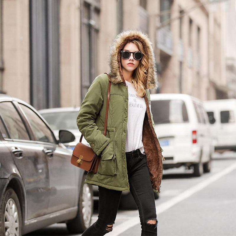 Dicker Kapuzen-Mantel Baumwolle Wintermantel