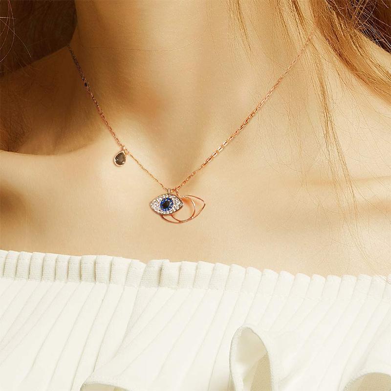 S925 Silberhalskette mit Teufelsauge Inspiriert von Duo Evil Eye