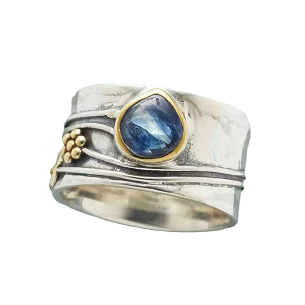 Silber Aquamarin Blatt Ring