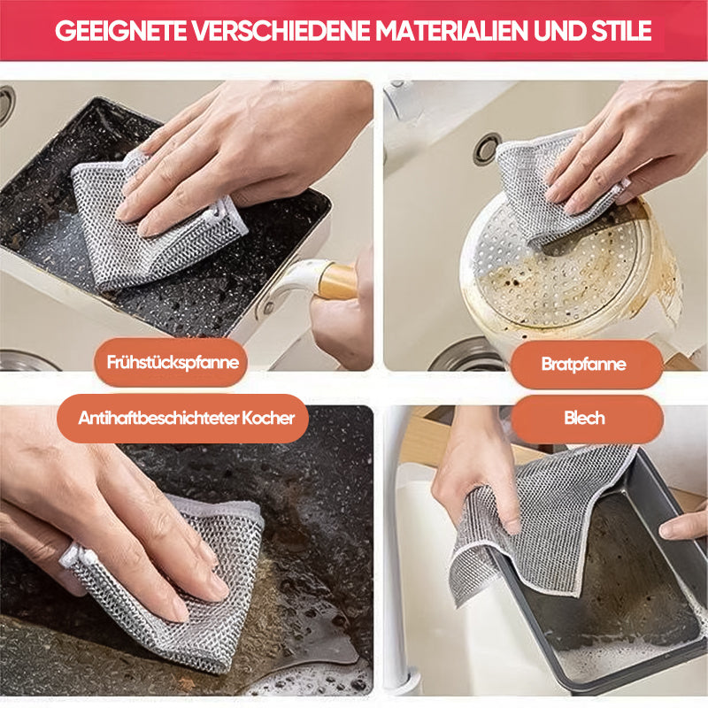 👍Mehrzweck-Geschirrspüllappen aus Draht für Nass und Trocken👍