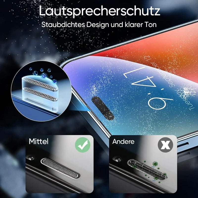 Automatisch ausrichtende Displayschutzbox für iPhone