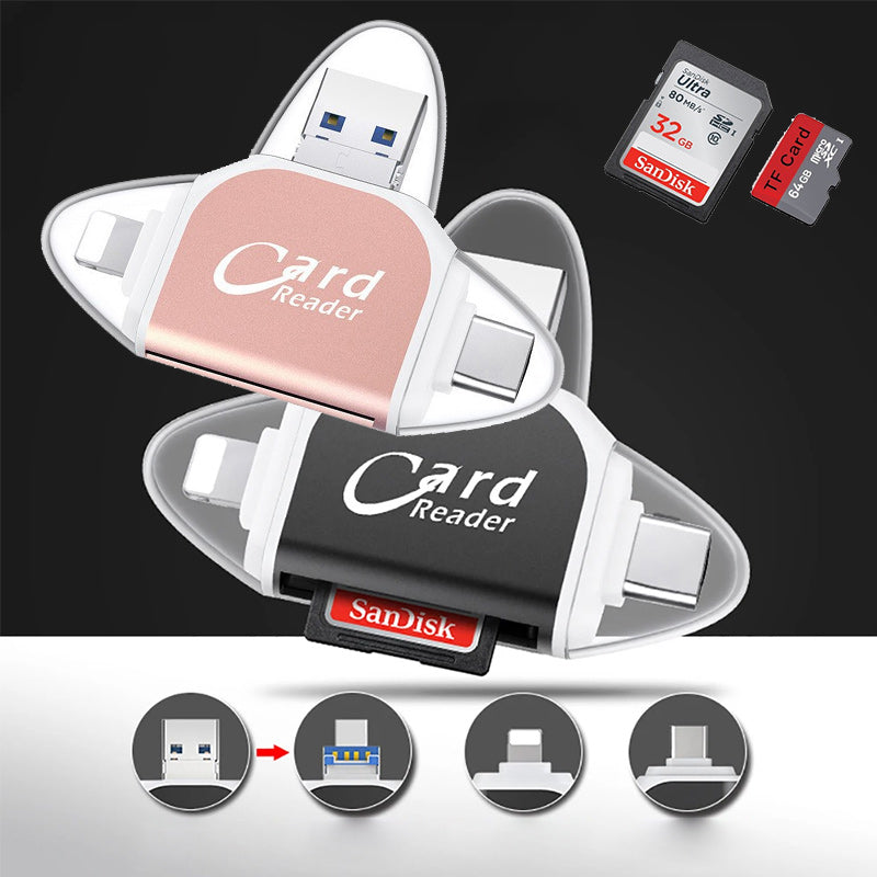 💗4-in-1-Universal-SD-TF-Kartenleser mit mehreren Anschlüssen💗