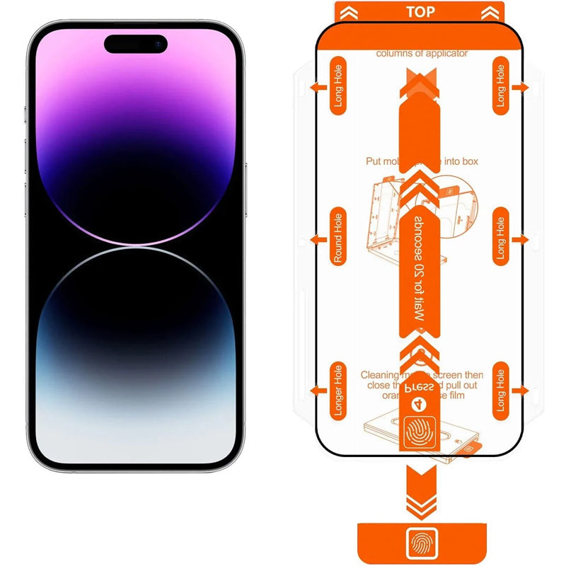 Automatisch ausrichtende Displayschutzbox für iPhone