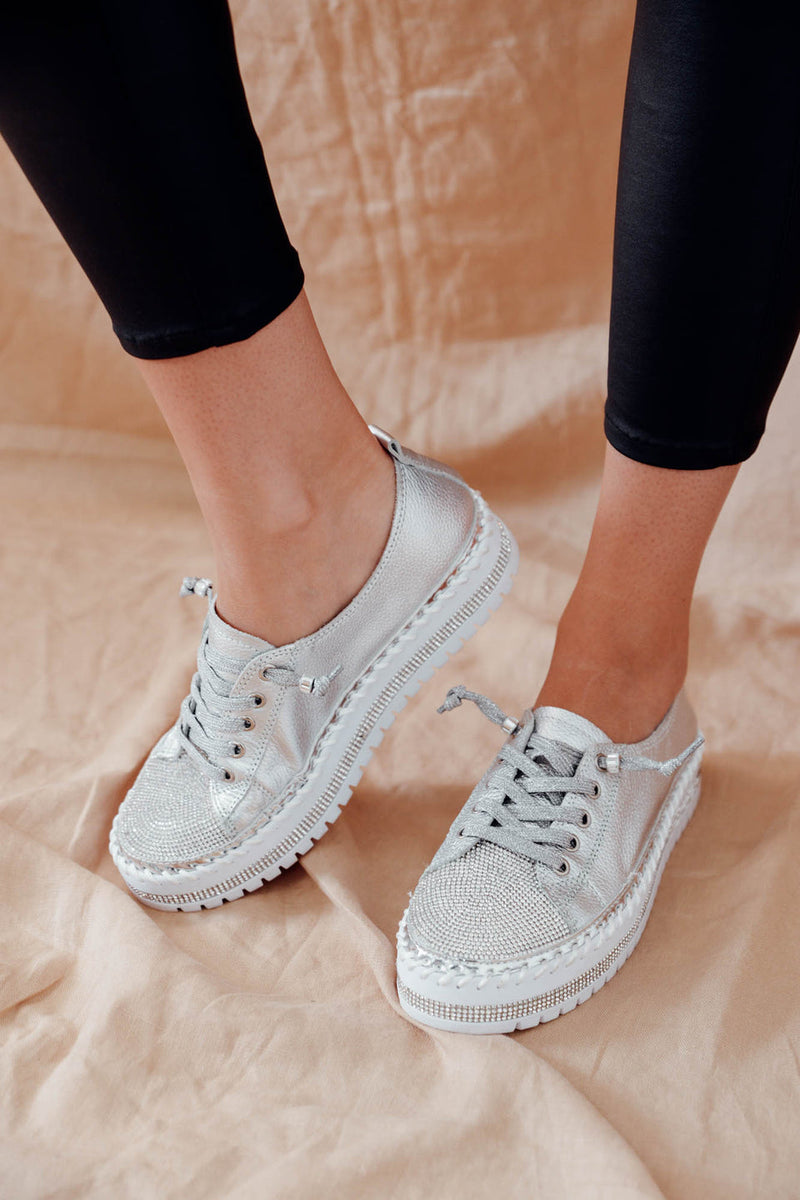 ✨✨SNEAKERS AUS DIAMOND SILVER LEDER🥰🥰