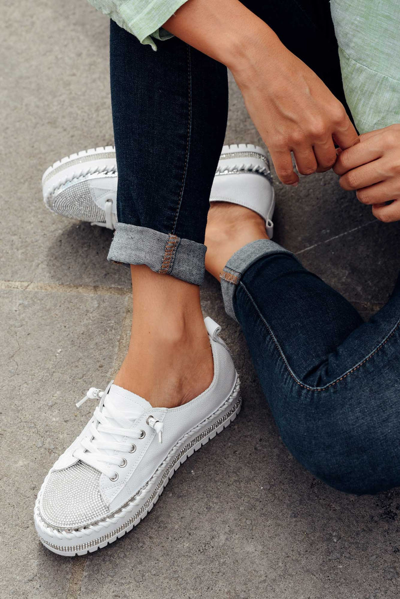 ✨✨SNEAKERS AUS DIAMOND SILVER LEDER🥰🥰