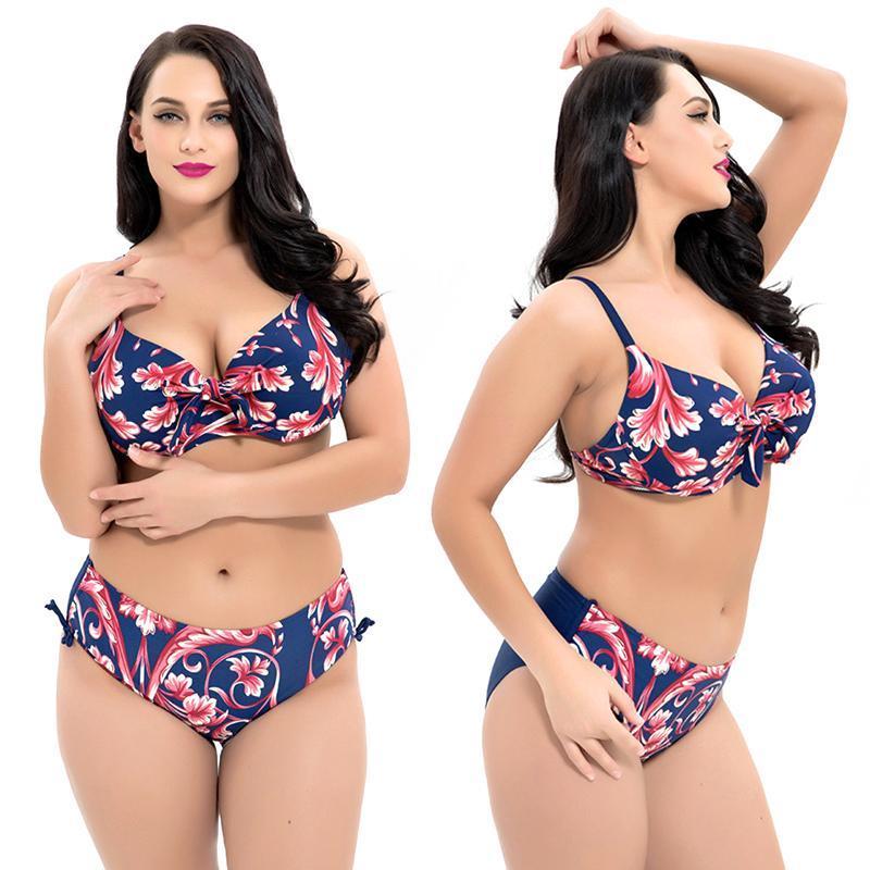 Großer bedruckter Bikini mit hoher Taille  