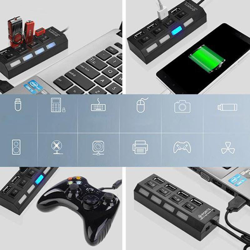 Hochgeschwindigkeits-USB 2.0-Hub-Netzteil , 4/7-Port Hub-Anschlüsse Ein/Ausschalter