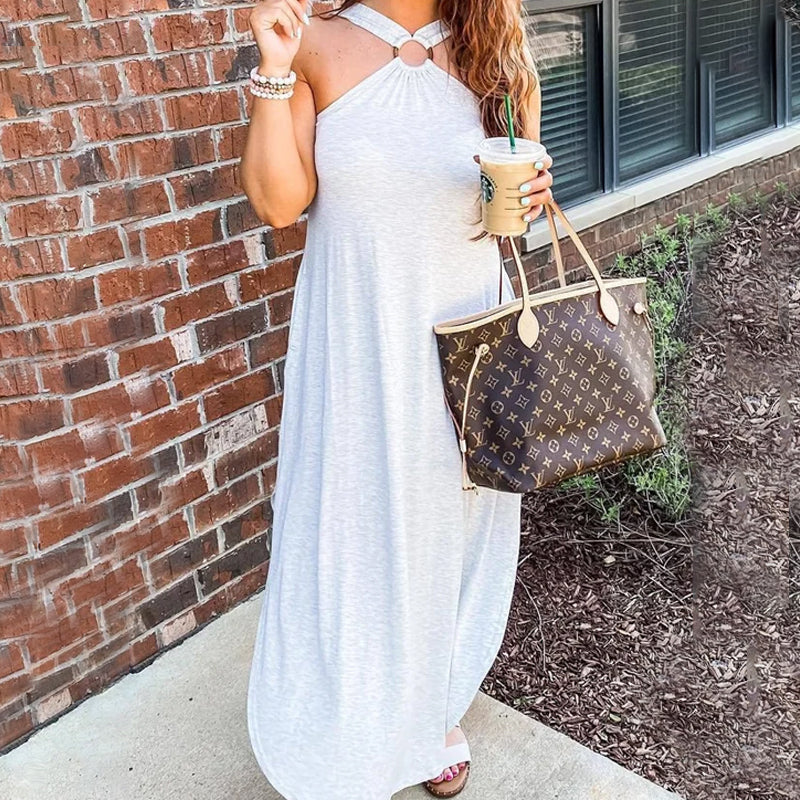 Damen langes Kleid mit Neckholder