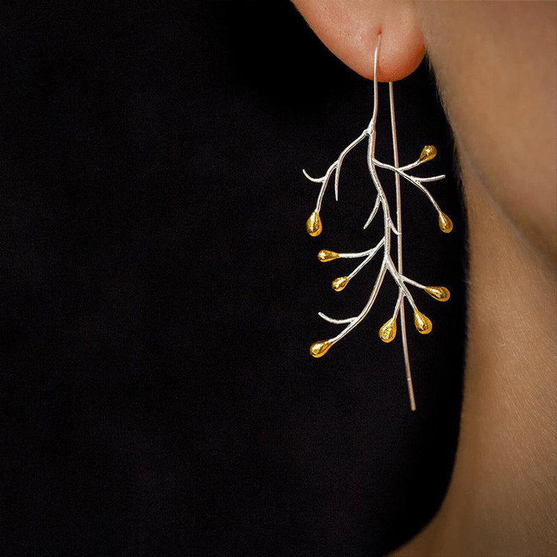 S925-Sterlingsilber Wald-Zweig-Ohrringe