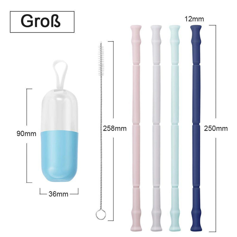 Faltbarer Silikagel Trinkhalm, 4 PCS
