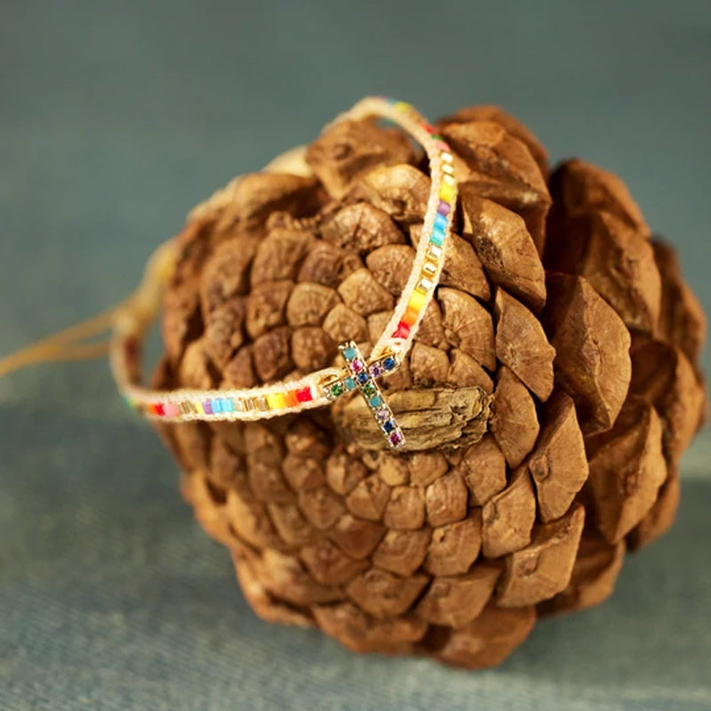 Buntes Vintages Kreuzarmband