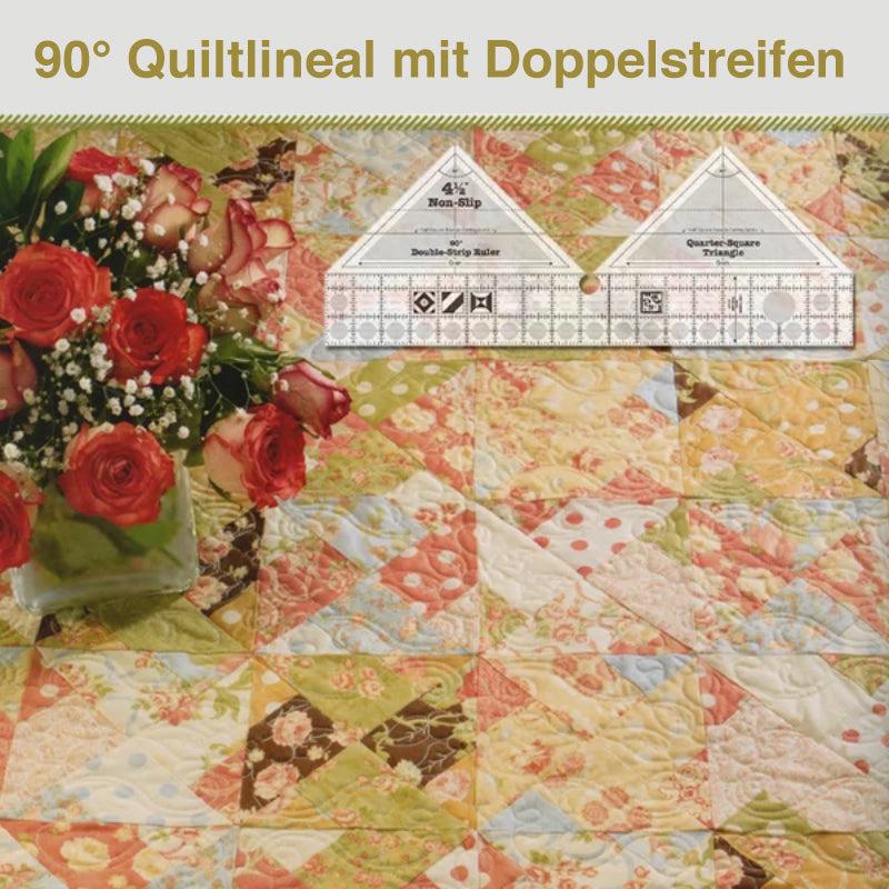 90° Quiltlineal mit Doppelstreifen aus Acryl