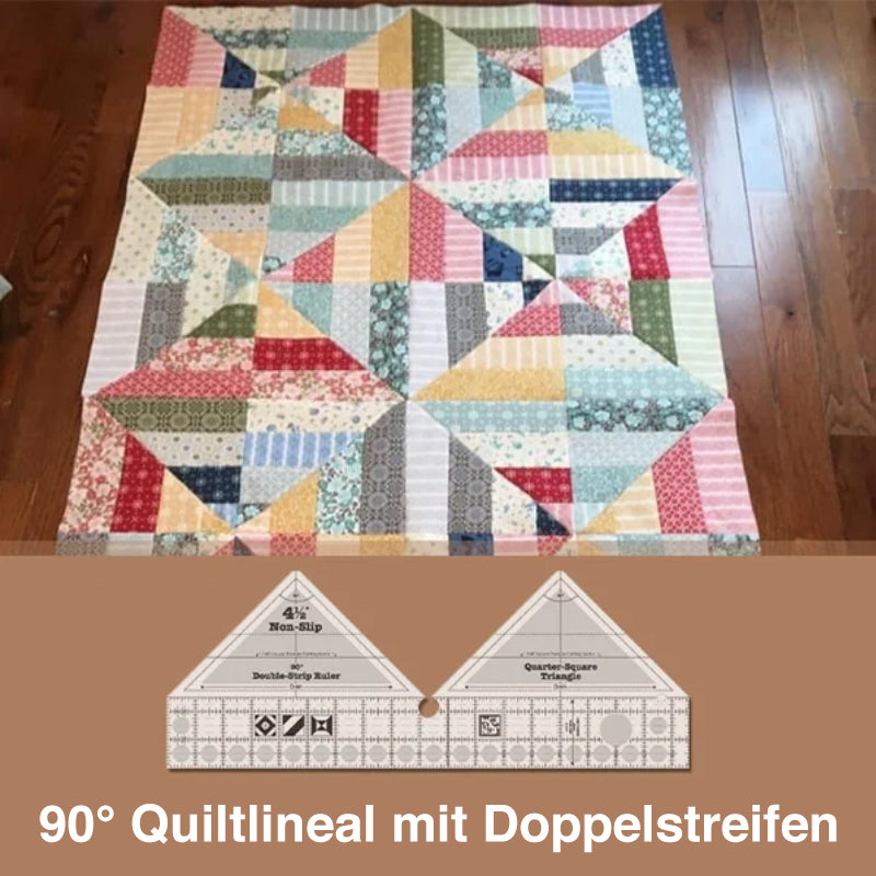 90° Quiltlineal mit Doppelstreifen aus Acryl