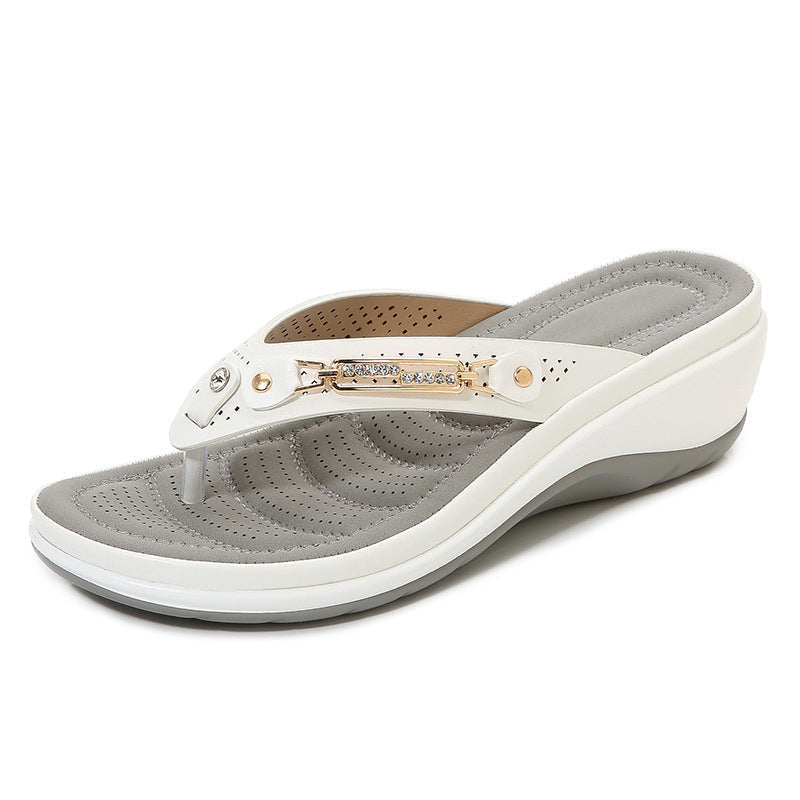 Damen Modisch Lässig Strandsandalen mit Metallschnalle