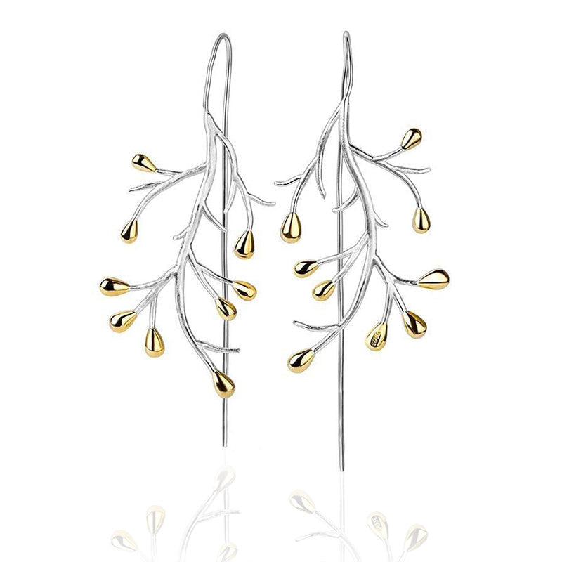 S925-Sterlingsilber Wald-Zweig-Ohrringe