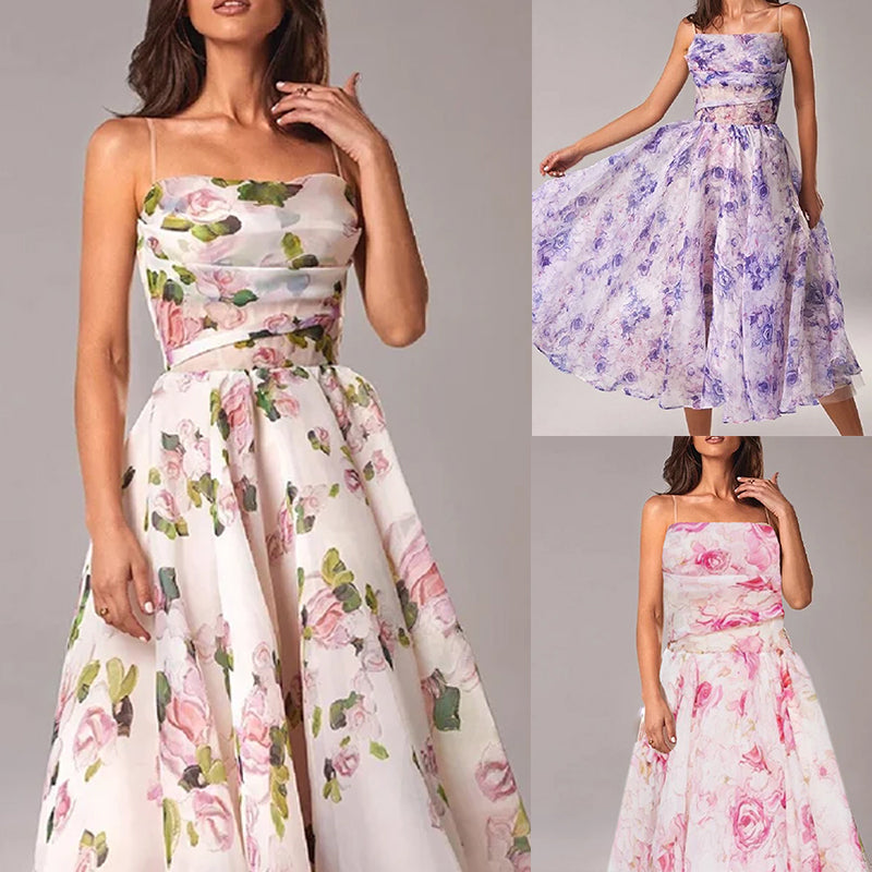 Elegantes Print Trägerkleid