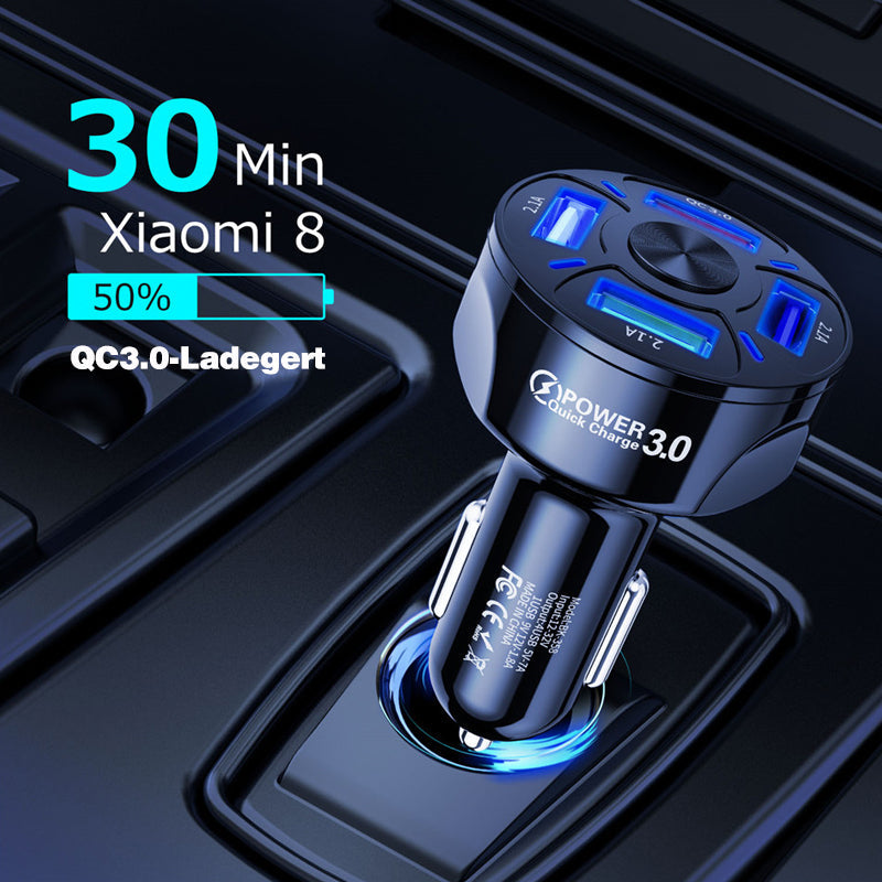 4-Anschluss-USB-Autoladegerät Schnellladung