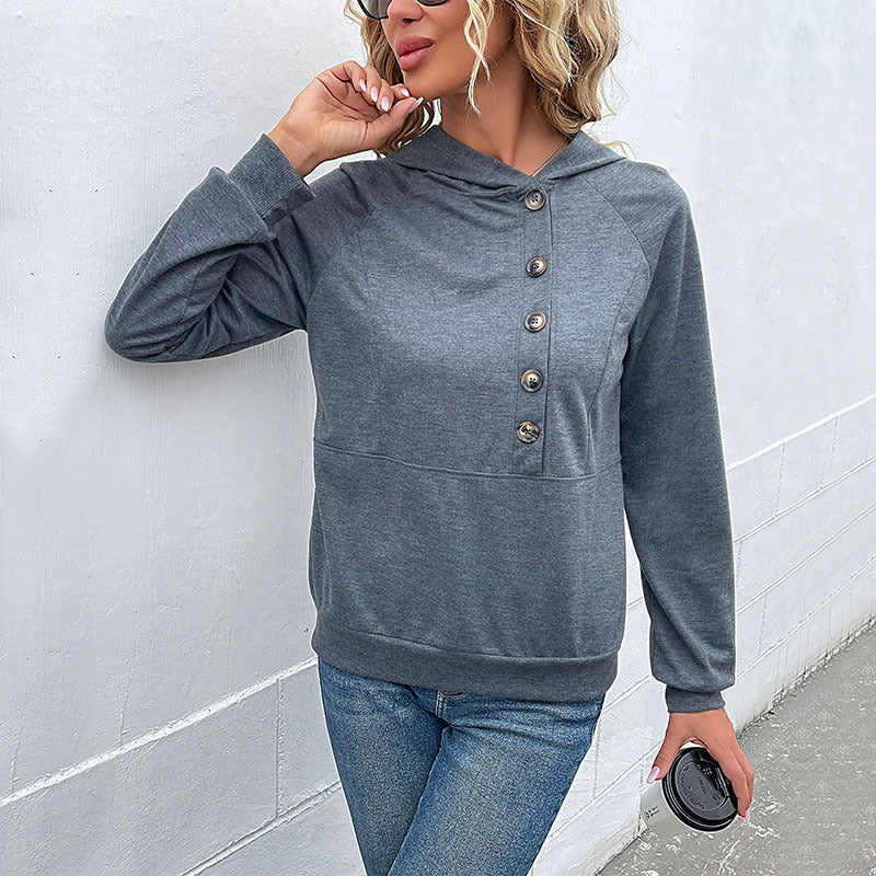 Kapuzen-Sweatshirt mit Knöpfen