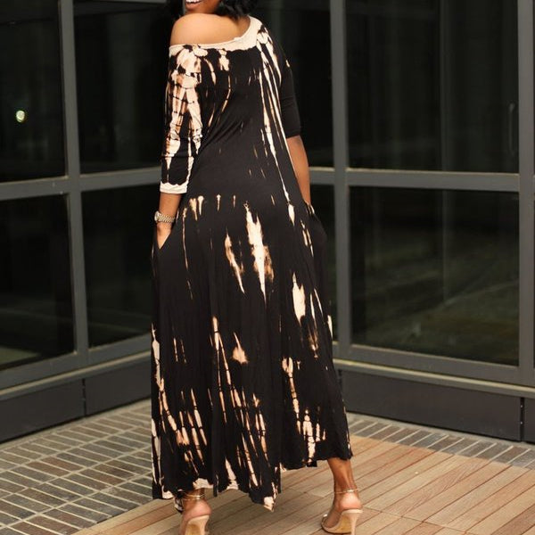 Unregelmäßiges Kleid mit Tie-Dye-Print