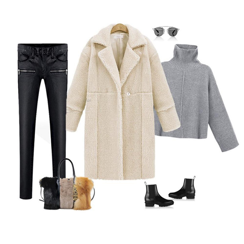 Dicker Wollmäntel Damen Casual Mantel