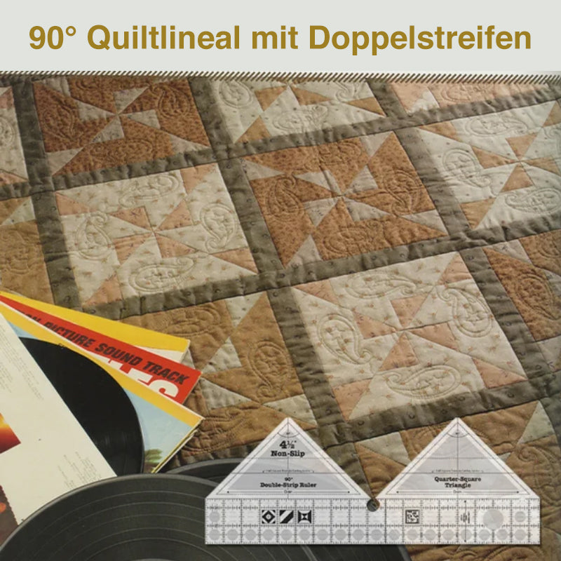 90° Quiltlineal mit Doppelstreifen aus Acryl