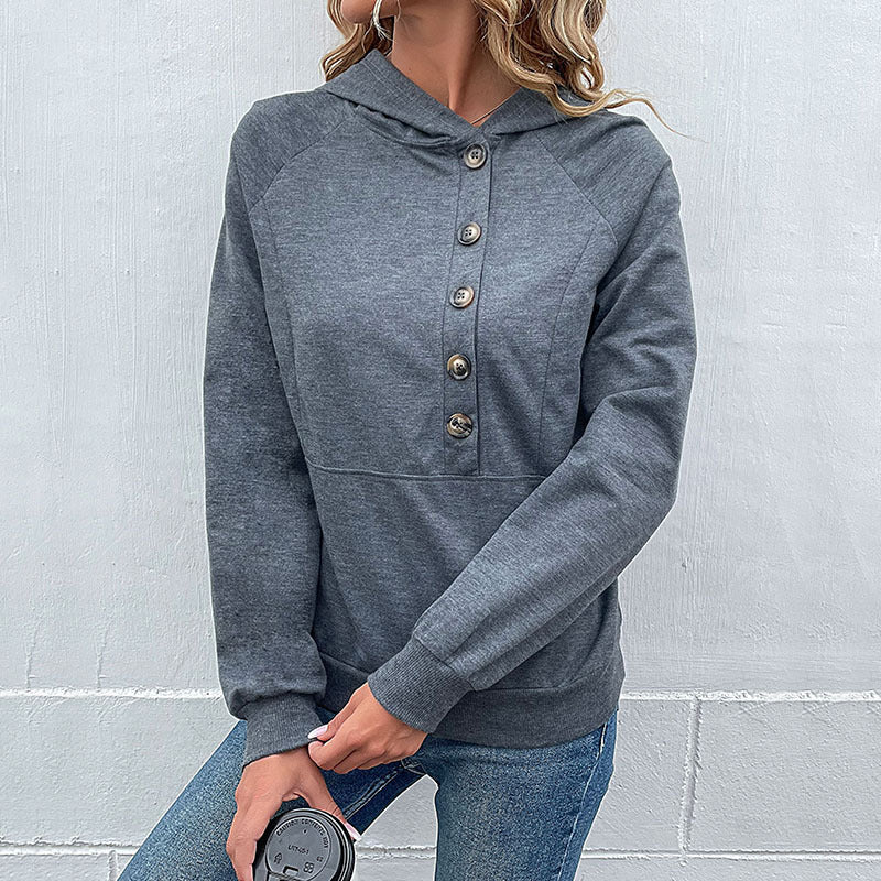 Kapuzen-Sweatshirt mit Knöpfen