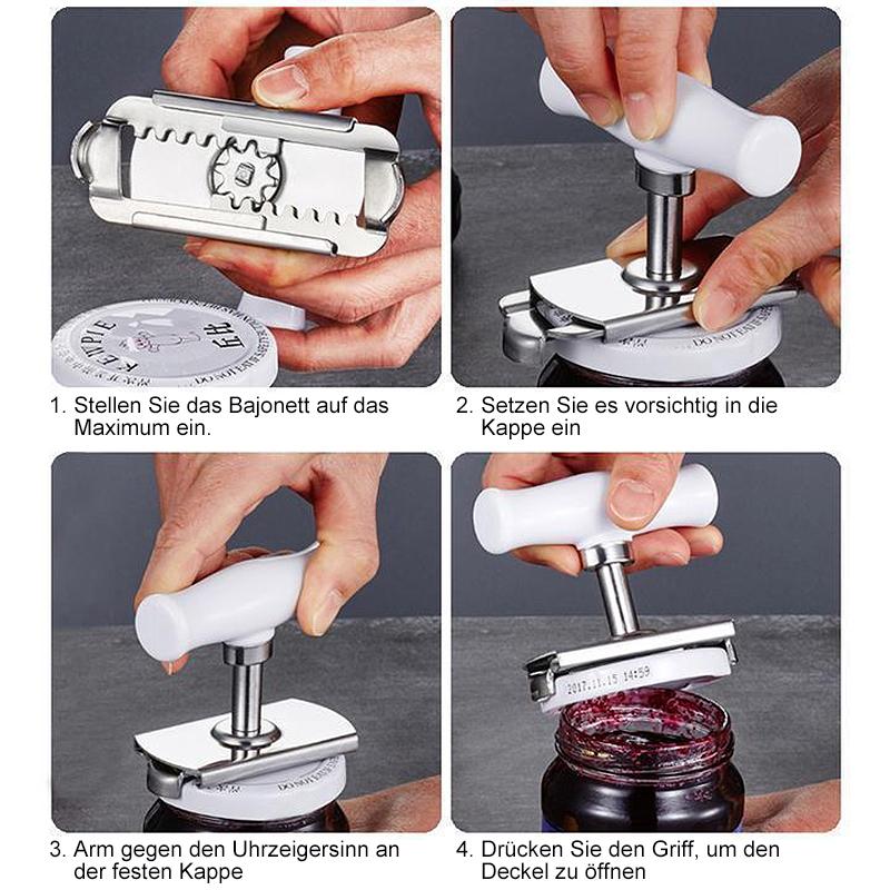 Größenverstellbarer Dosenöffner aus Edelstahl, Flaschenverschluss