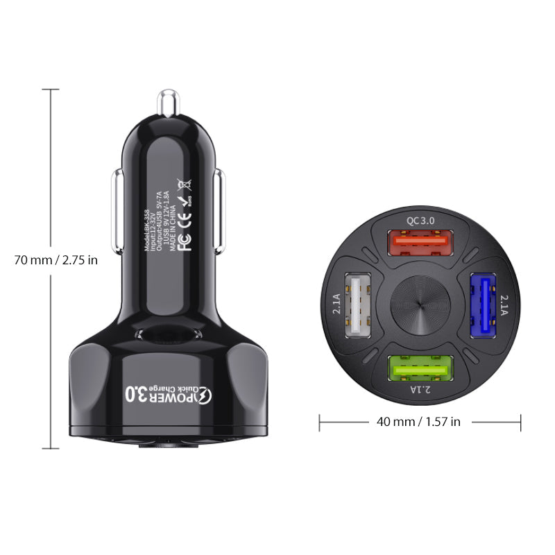 4-Anschluss-USB-Autoladegerät Schnellladung