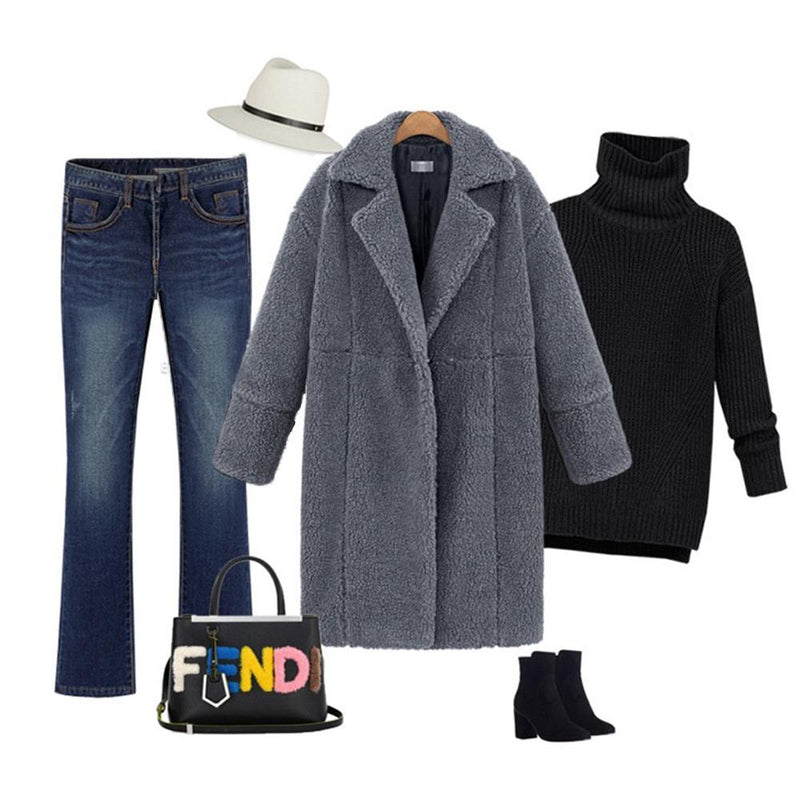 Dicker Wollmäntel Damen Casual Mantel