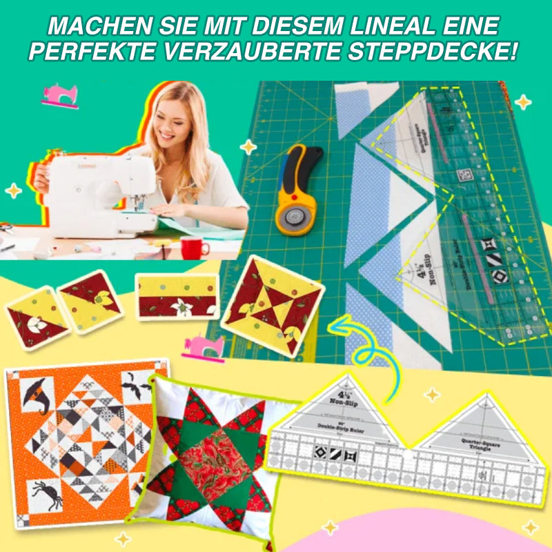 90° Quiltlineal mit Doppelstreifen aus Acryl