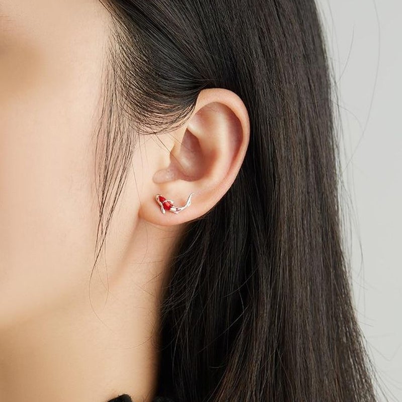 Glück Und Ausdauer - Rote Koi-Ohrringe