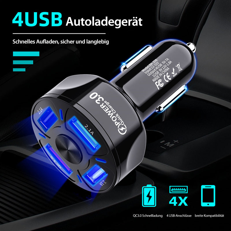 4-Anschluss-USB-Autoladegerät Schnellladung