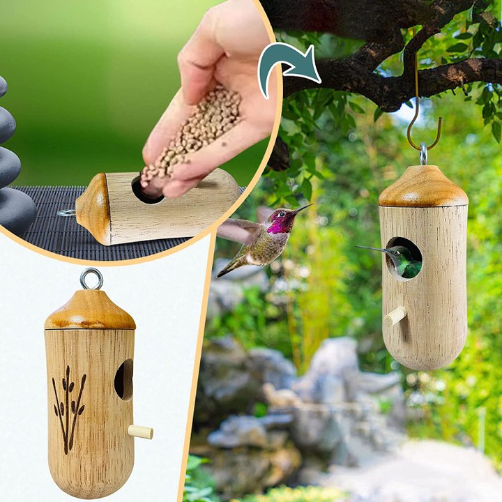 Hölzernes Kolibri-Haus - Geschenk für Naturliebhaber