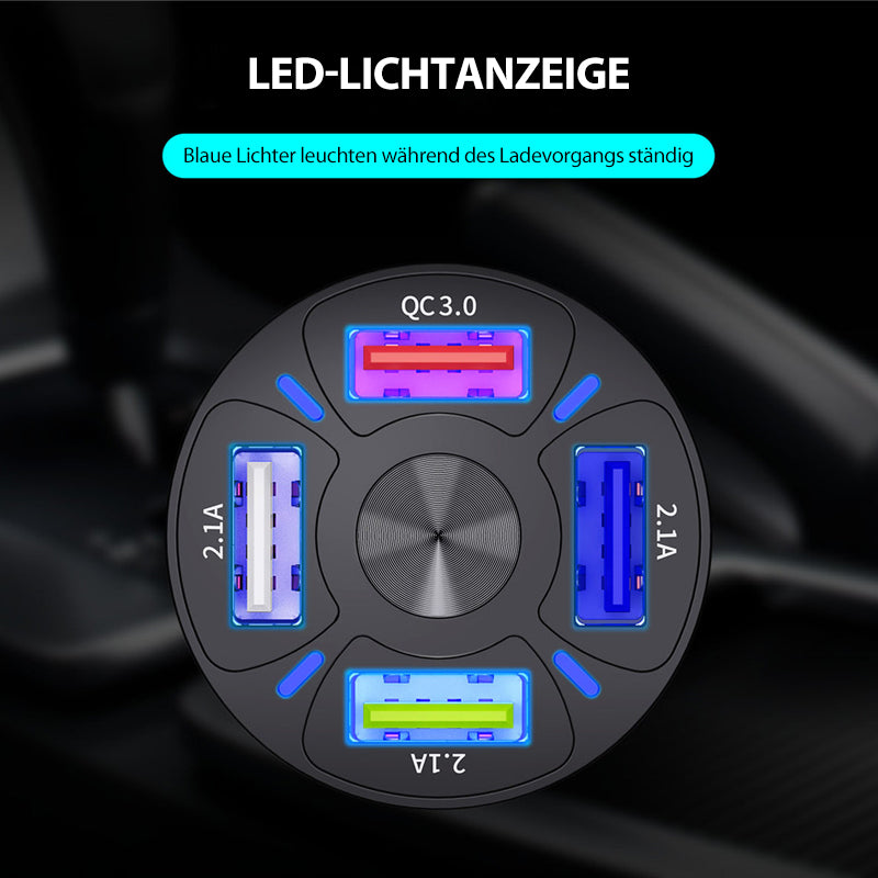 4-Anschluss-USB-Autoladegerät Schnellladung