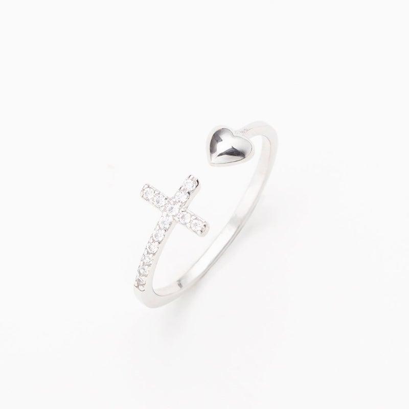 Kreuz & Herz Verstellbarer Ring