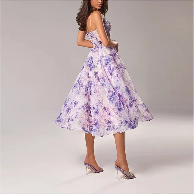 Elegantes Print Trägerkleid