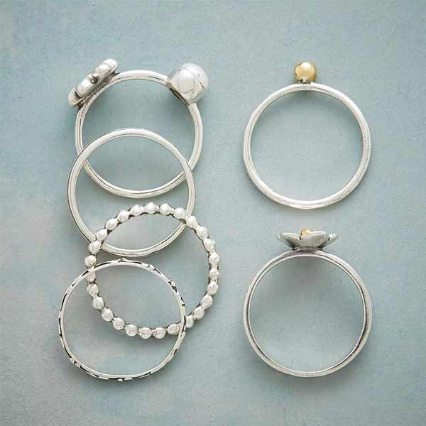 Withinhand Ring aus Sterlingsilber mit Blumen und Perlen