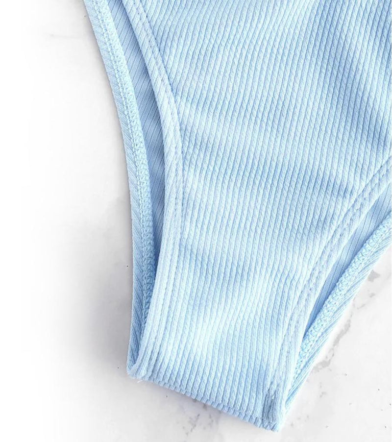 Gerippter Badeanzug Mit Vorner Krawatte