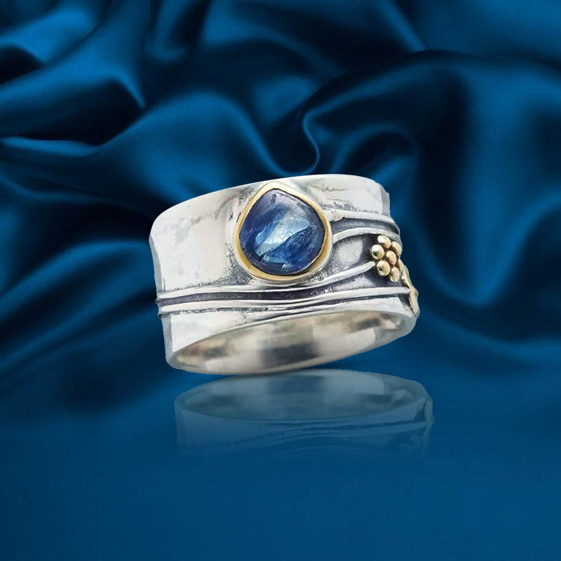 Silber Aquamarin Blatt Ring