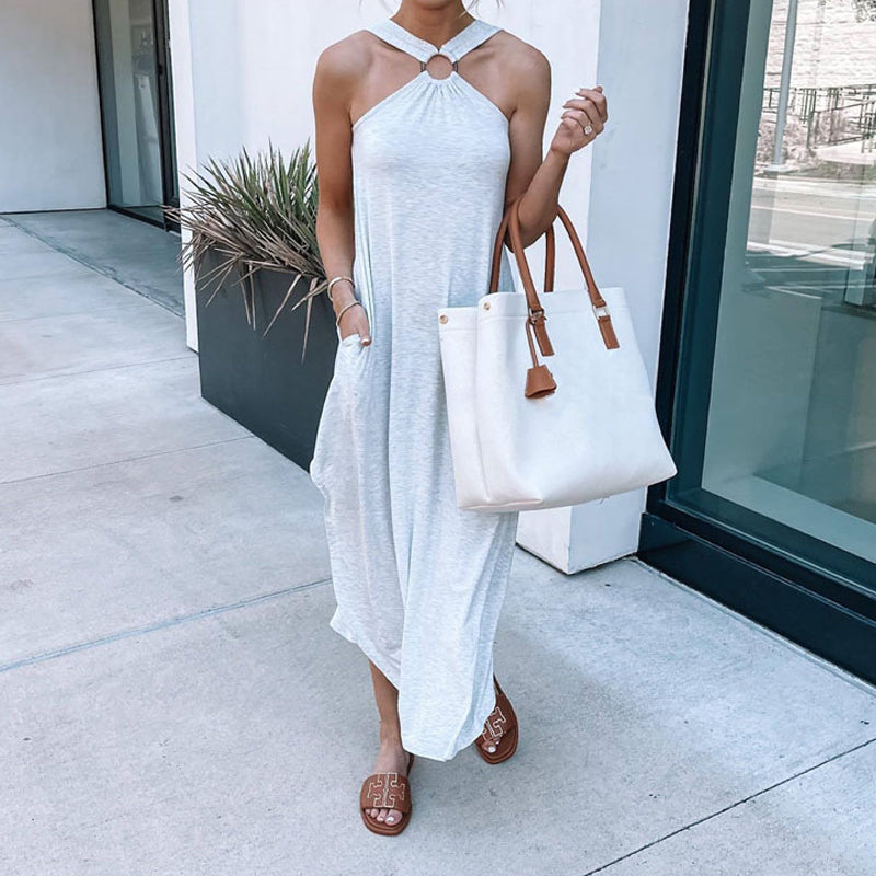Damen langes Kleid mit Neckholder
