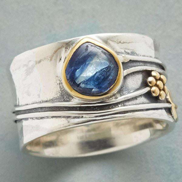 Silber Aquamarin Blatt Ring