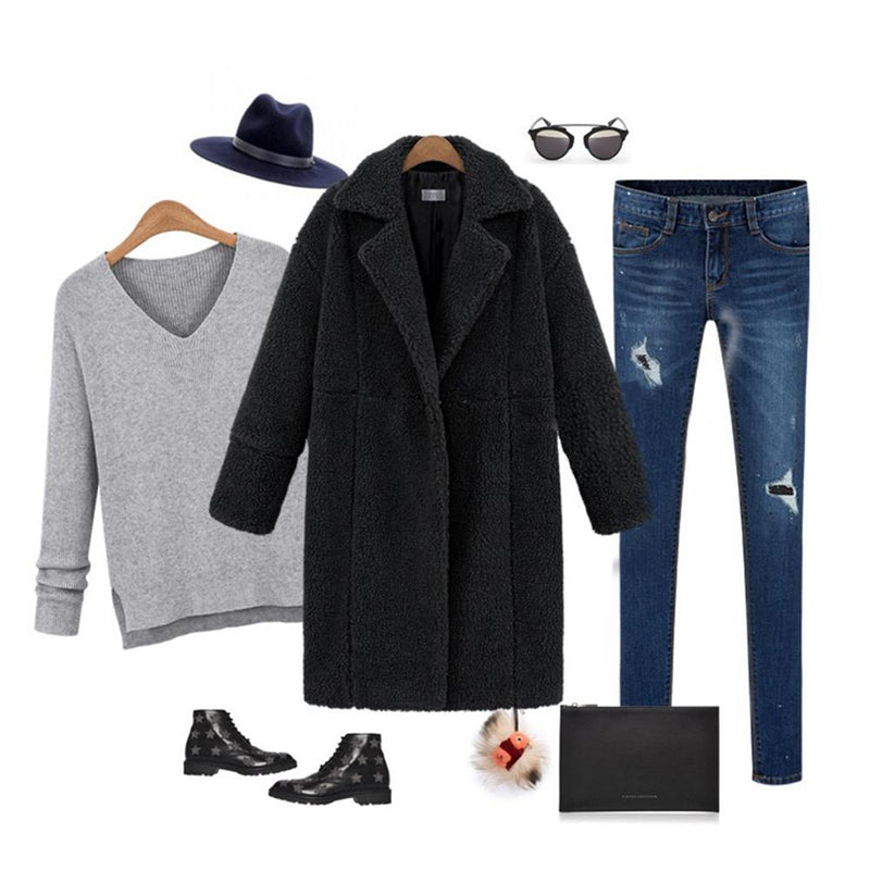 Dicker Wollmäntel Damen Casual Mantel