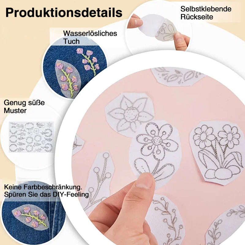 🍀Stickerei-bedrucktes Papierset