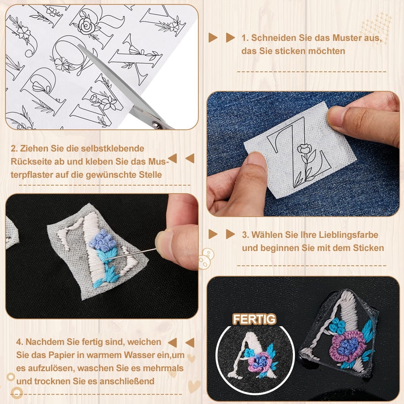 🍀Stickerei-bedrucktes Papierset