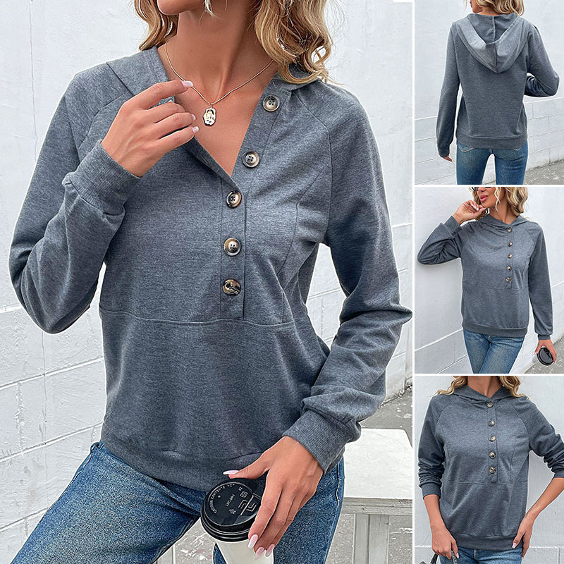 Kapuzen-Sweatshirt mit Knöpfen