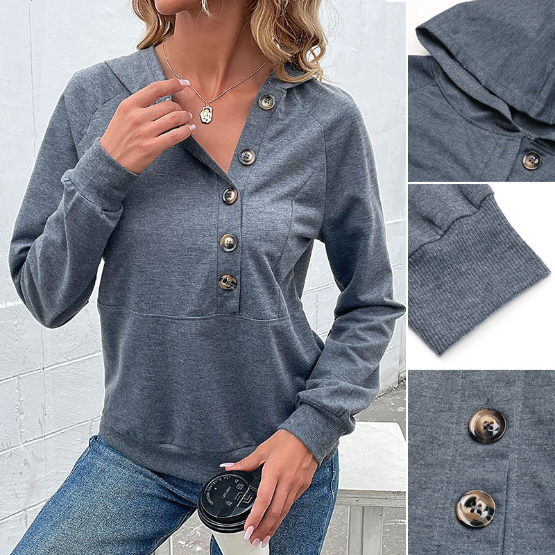 Kapuzen-Sweatshirt mit Knöpfen