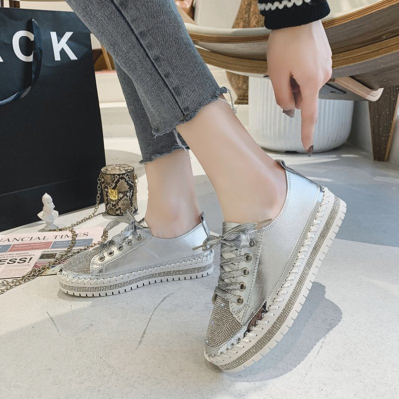✨✨SNEAKERS AUS DIAMOND SILVER LEDER🥰🥰